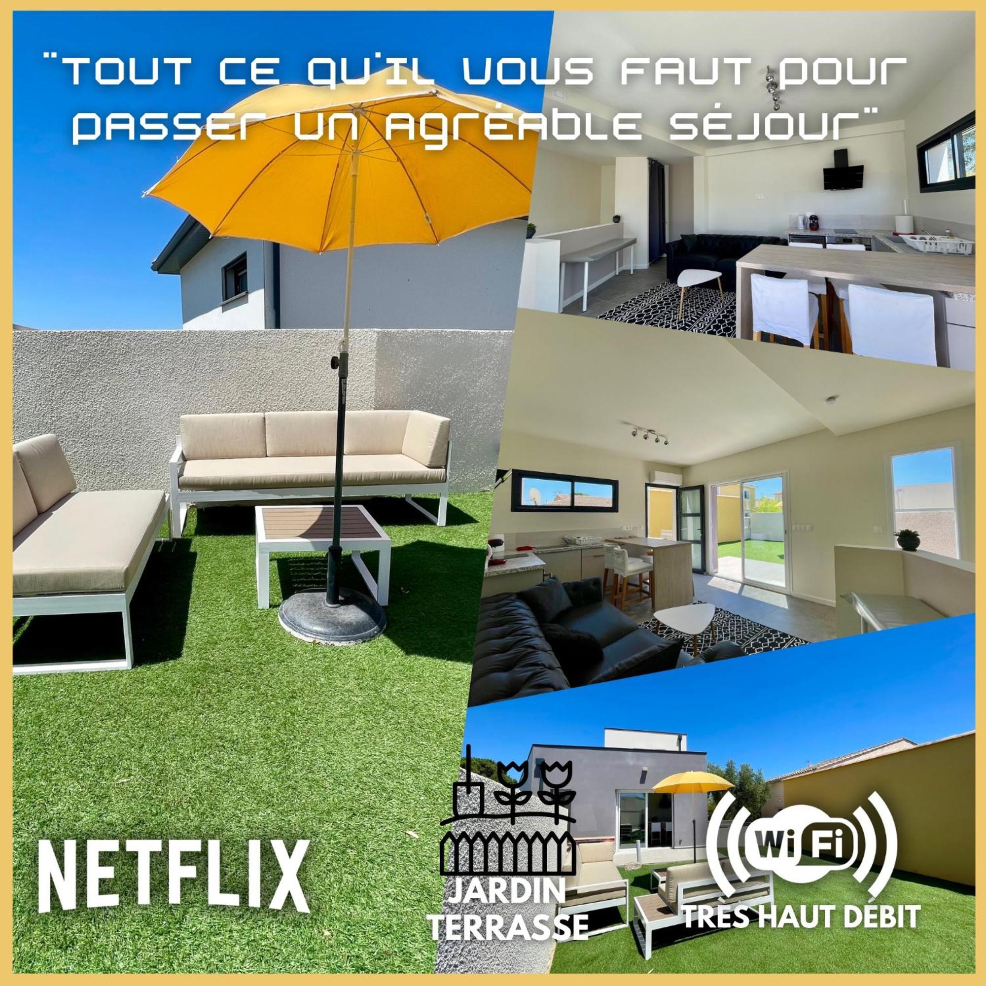 Appartement Souplex Jardin Proche Autoroute, Plages Et Attractions, Wifi - Tv, Calme Bessan Eksteriør bilde
